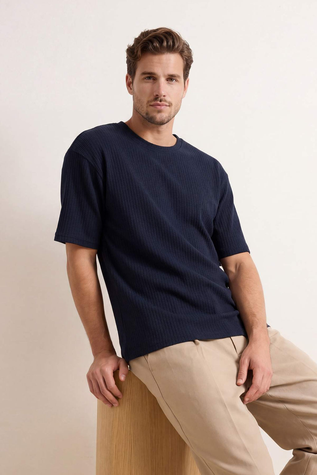 Kahverengi Dusuk Omuz Regular Fit Dokulu T-Shirt TMNSS26TS00005 - Trendyolmilla фото 10