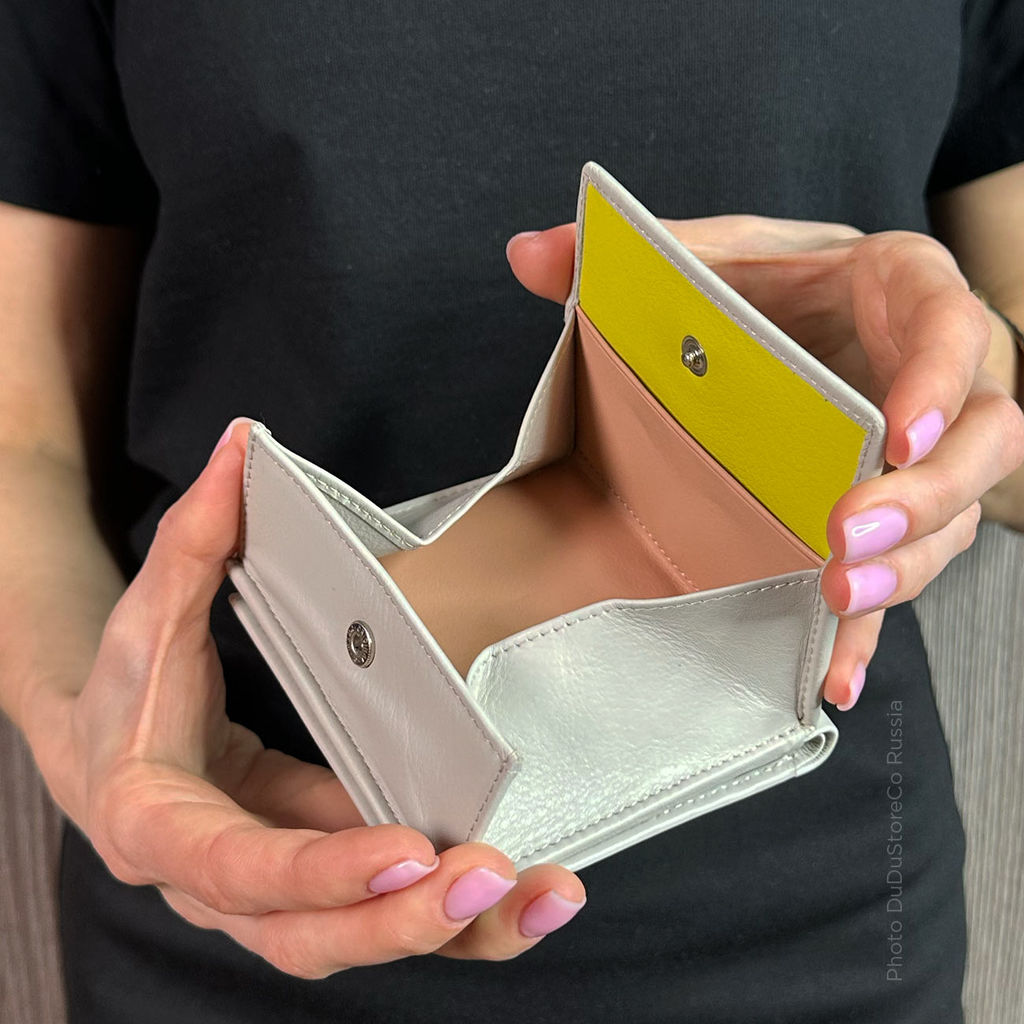 Итальянский кожаный кошелек DuDu серии Flavio | жемчужный - Dudubags фото 8