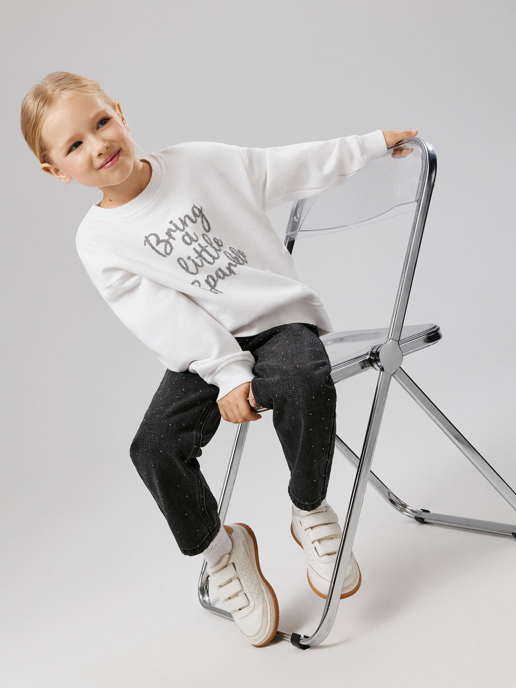 ACOOLA / Брюки джинсовые детские для девочек Olan темно-серый фото 4