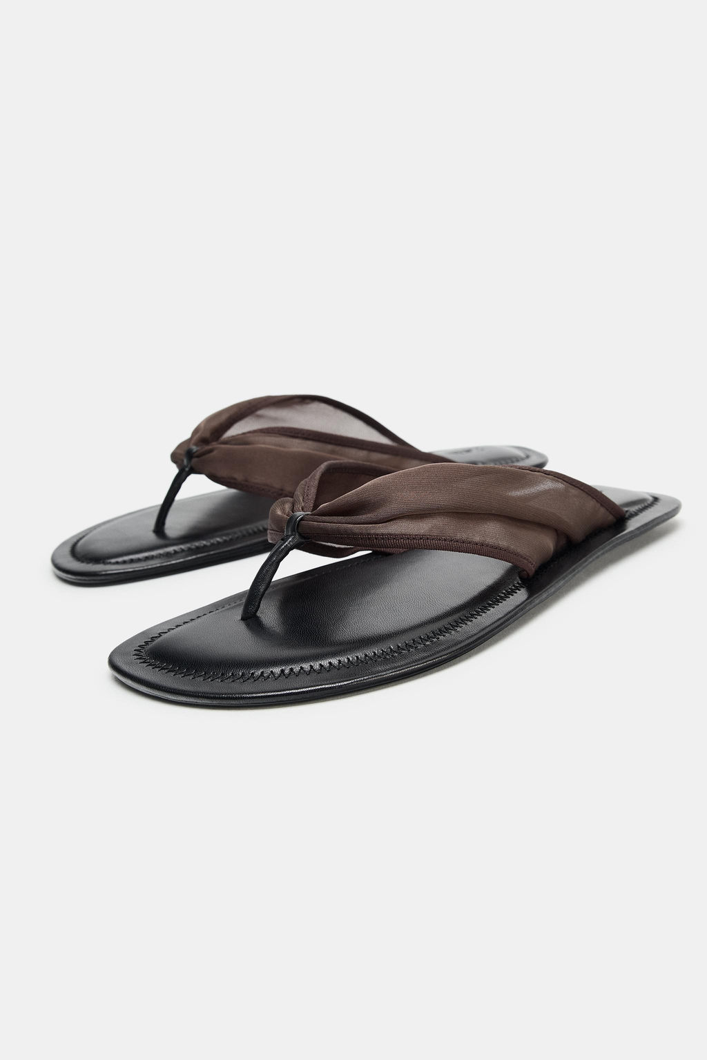 SANDALIA PLANA TEJIDO MESH / Marr?n Chocolate - Zara фото 3