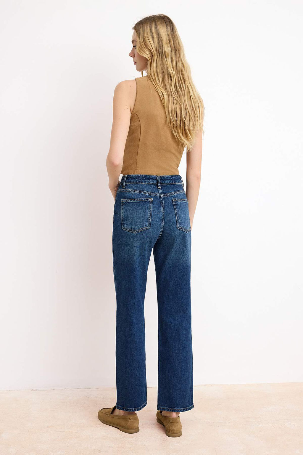 Mavi Yuksek Bel Az Esnek Straight Duz Kesim Jeans TWOSS26JE00159 - Trendyolmilla фото 6