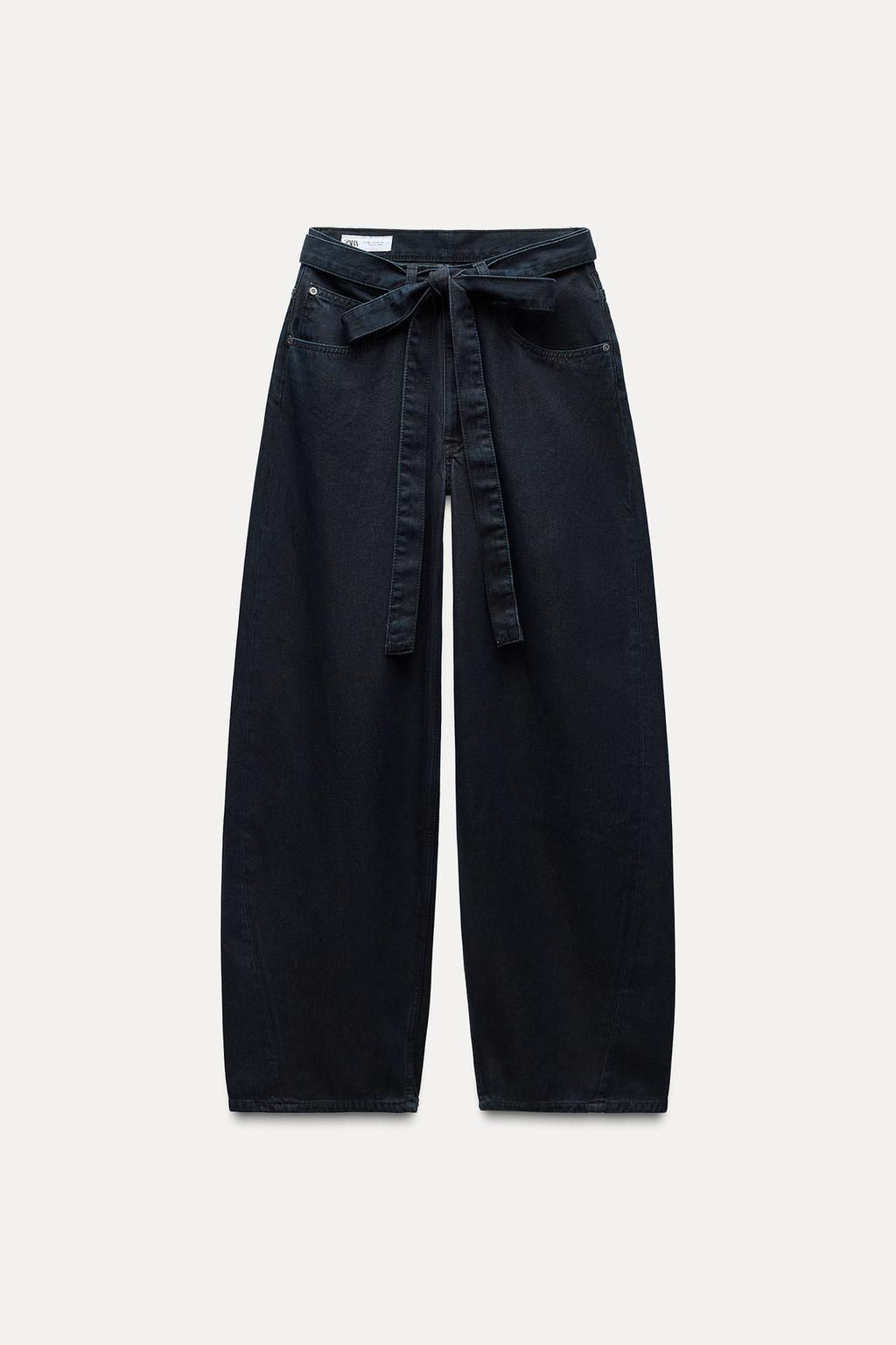 TRF BELTED DENIM TROUSERS - Zara фото 2