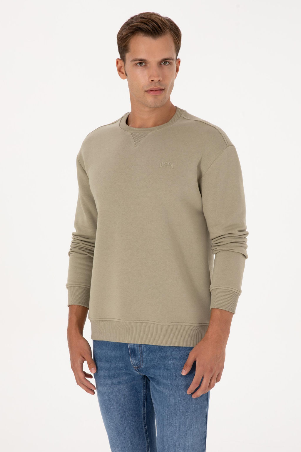 Erkek A__k Haki Basic Sweatshirt Sepette S_rpriz _ndirim - U.s. polo assn фото 3