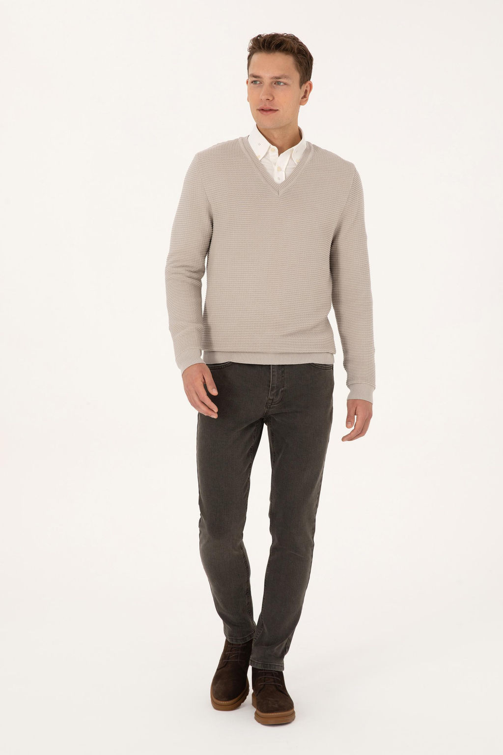 Erkek Regular Fit V Yaka Ta_ Kazak - U.s. polo assn фото 4