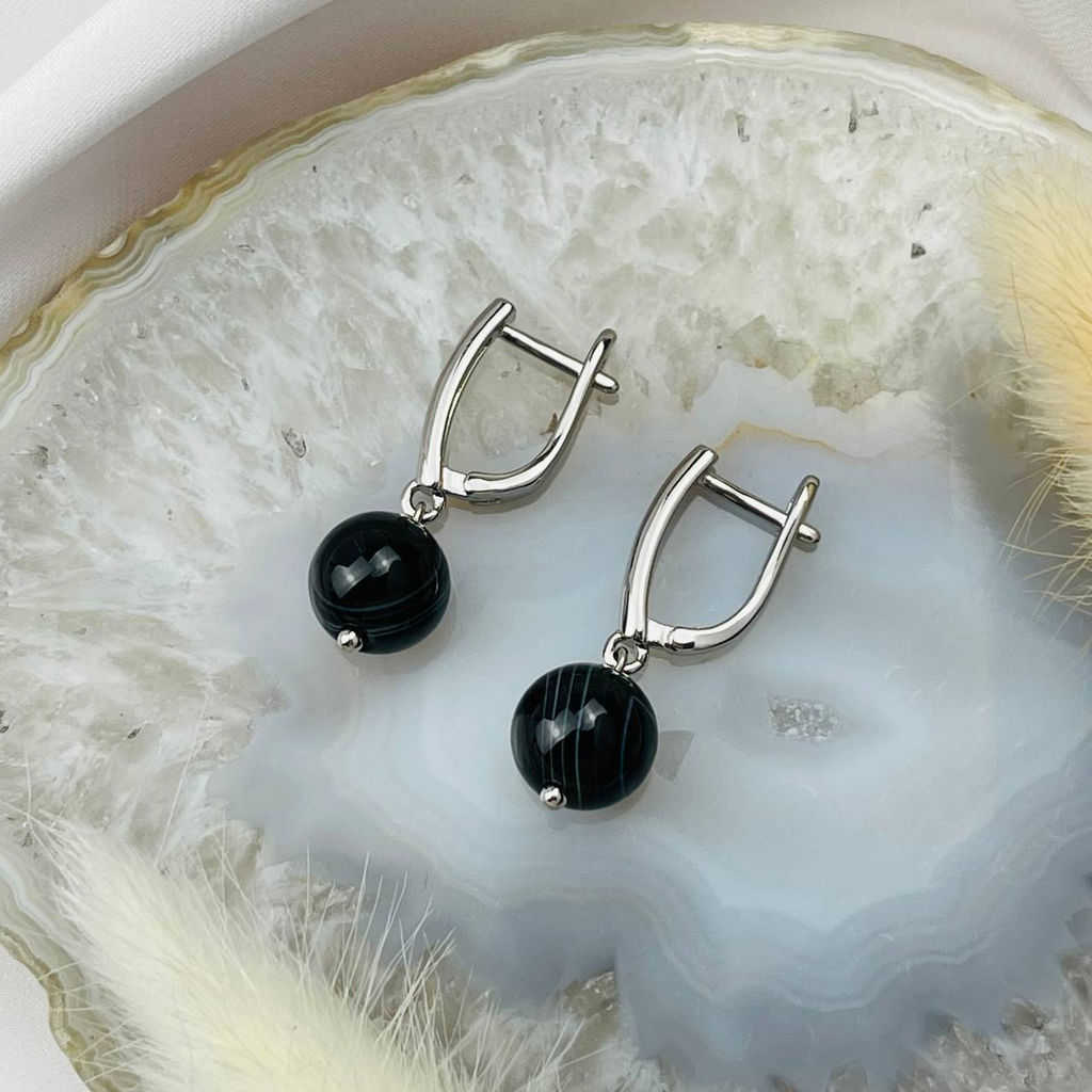 Серьги с полосатым Агатом