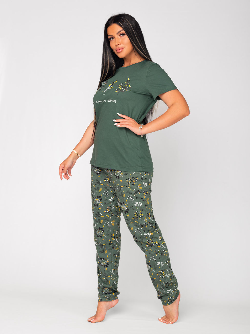 Пижама женская кулирка с брюками "ФИБИ 2" ЗЕЛЕНЬ