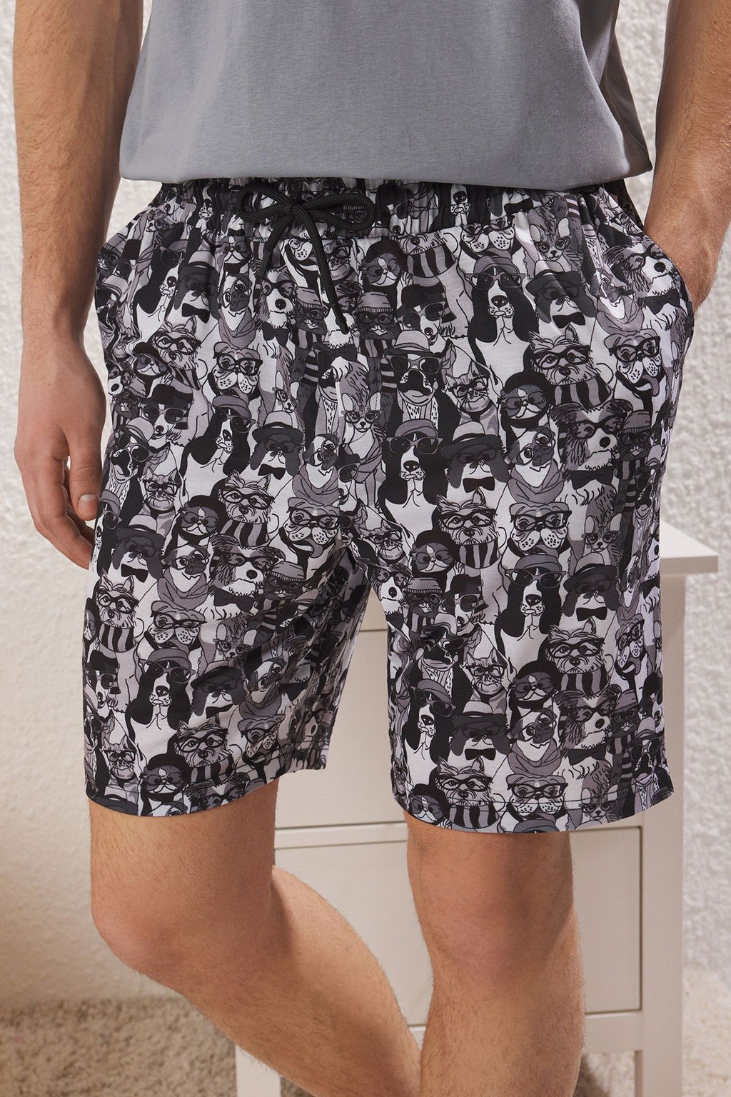 TRENDYOL MAN Cok Renkli Regular Fit Bask?l? Sortlu Orme Pijama Tak?m? TMNSS25PT00020 - Trendyolmilla фото 12