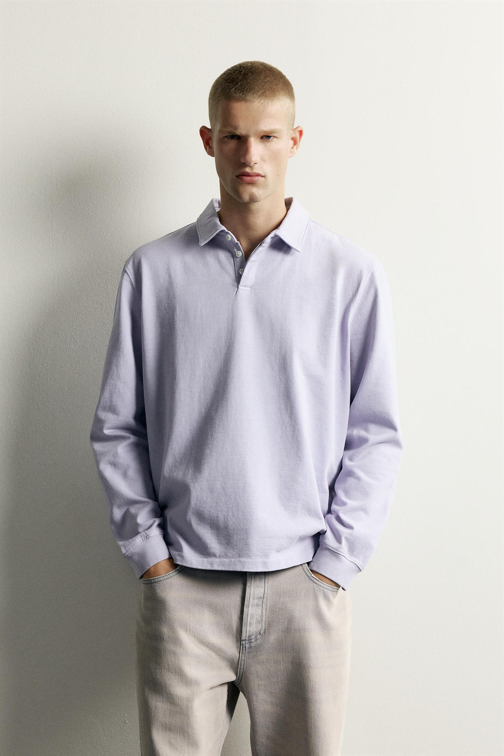 SUDADERA POLO LIGERA REGULAR FIT / Azul / Lavanda - Zara фото 2