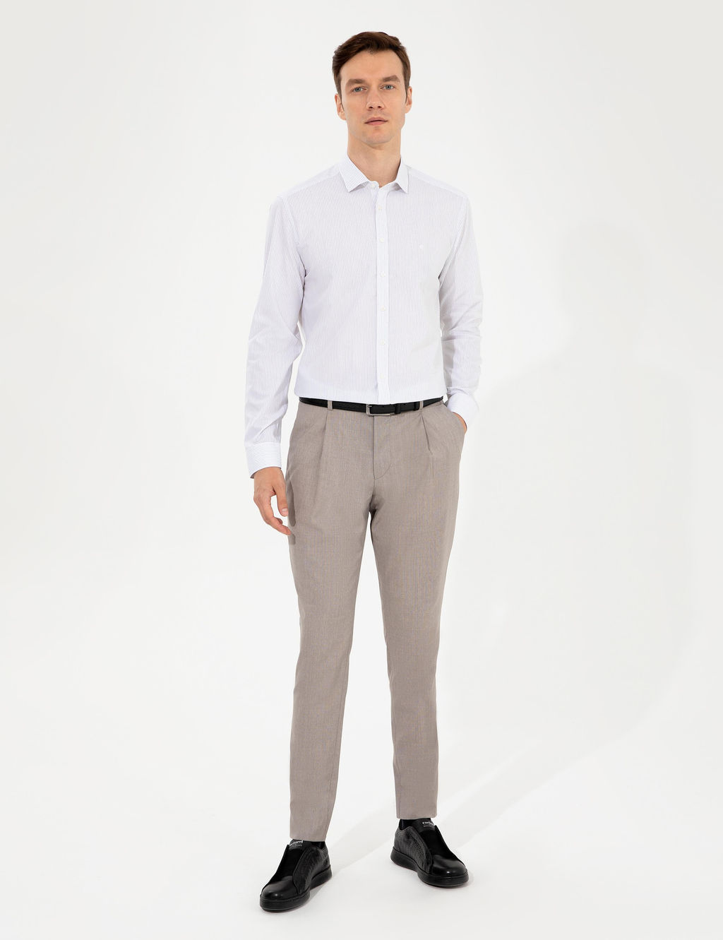 Бежевые брюки из ткани - Cacharel фото 3