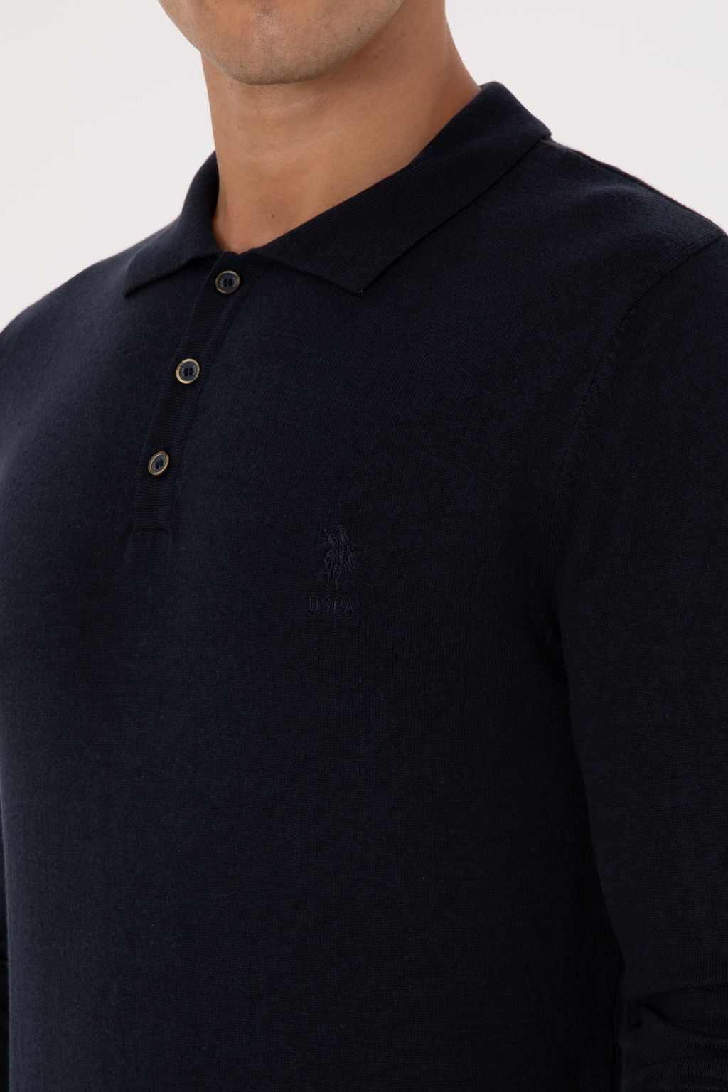 Erkek Slim Fit Polo Yaka Lacivert Basic Kazak - U.s. polo assn фото 11