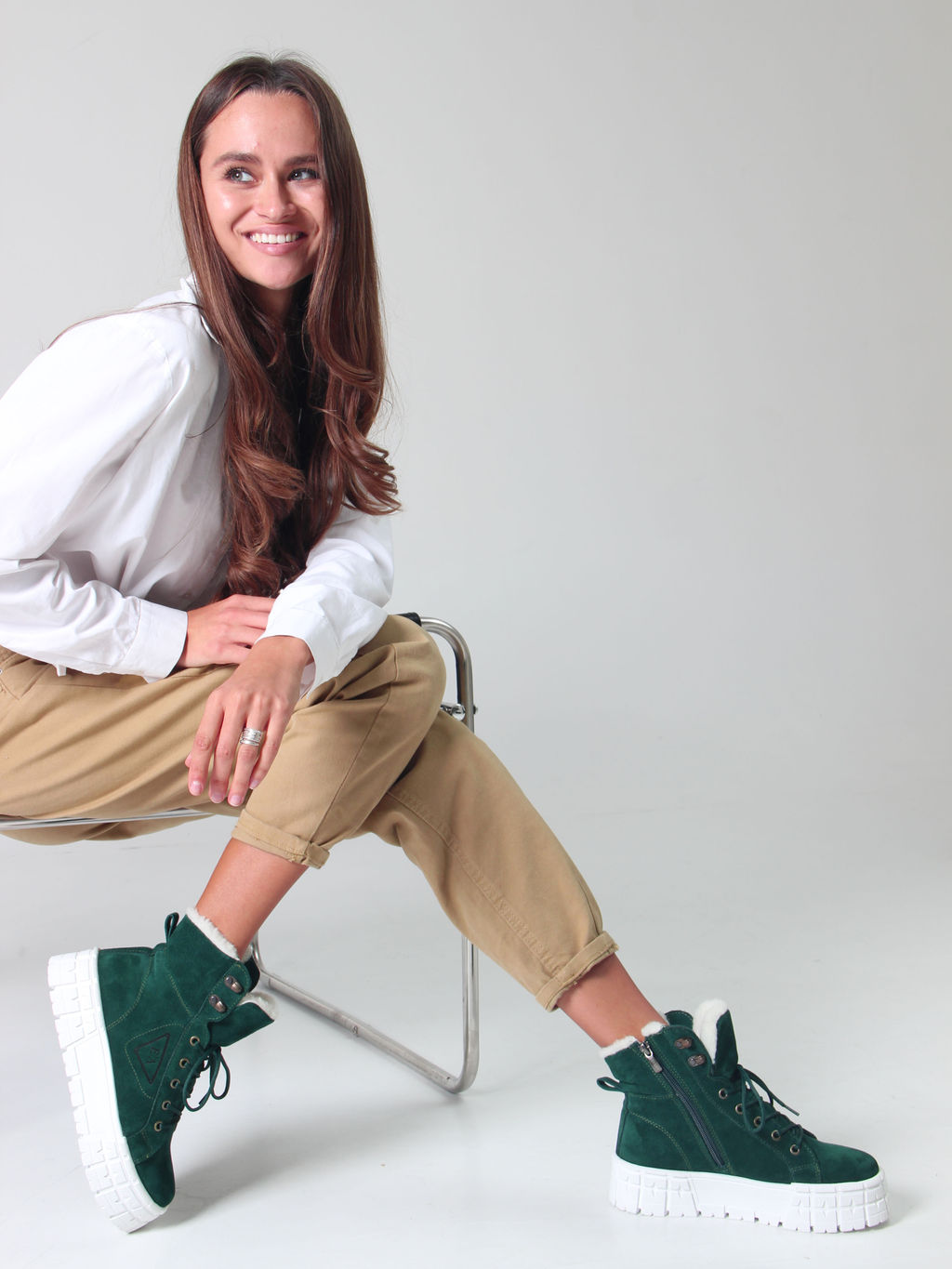 Ботинки 216.212131w. зеленый замша/Мех