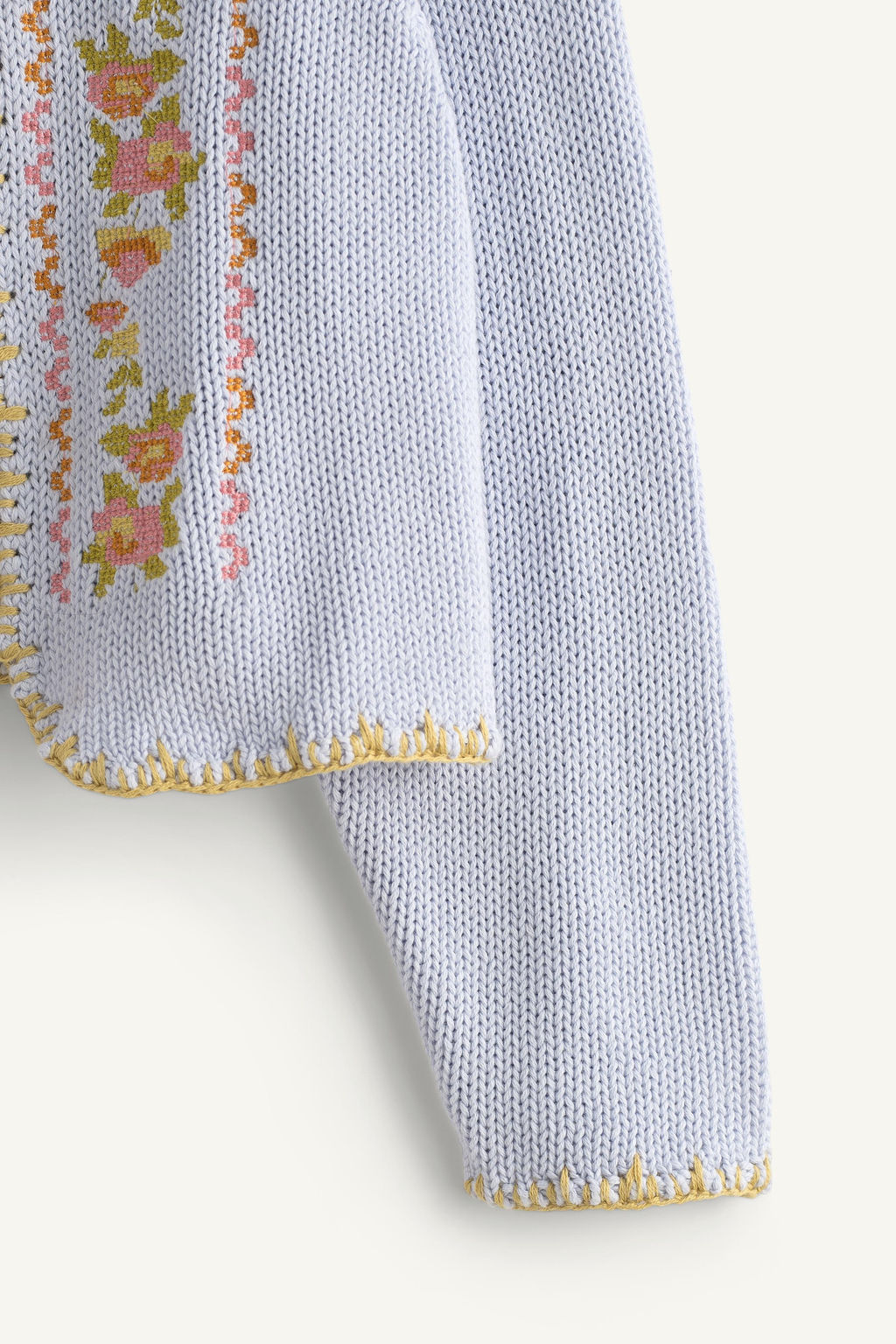 C?RDIGAN PUNTO FLORES BORDADAS PUNTO DE CRUZ LIMITED EDITION / Celeste - Zara фото 8