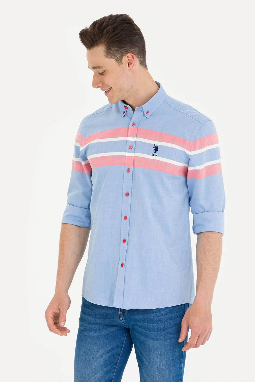 U. S. Polo Assn Мужская синяя рубашка с длинным рукавом - U.s. polo assn фото 10