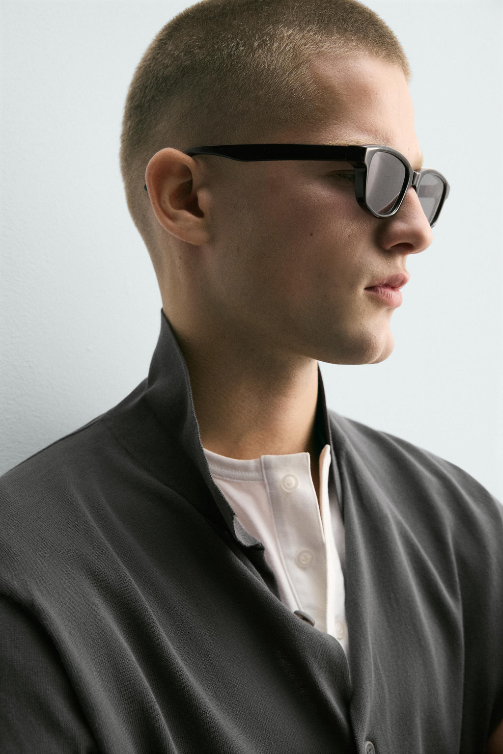 CAMISA PUNTO ALGOD?N / Gris oscuro - Zara фото 6