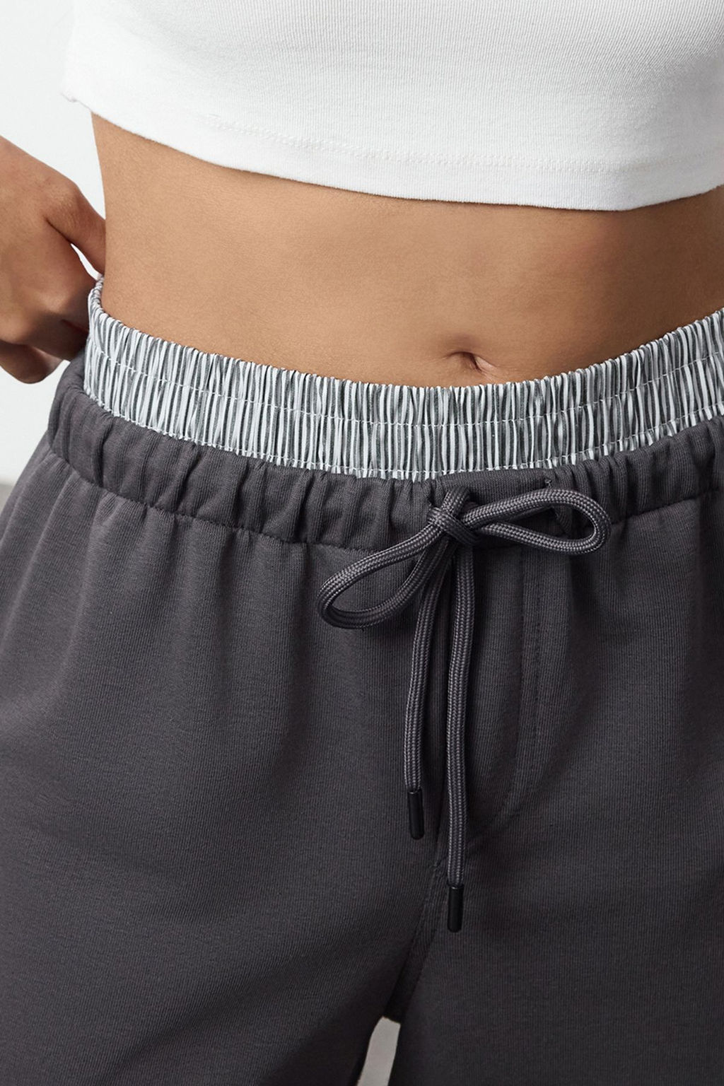 Antrasit Lastik Bel Detayl? Straight/Duz Kal?p Orme Esofman Alt? Pantolon TWOAW25EA00013 - Trendyolmilla фото 4