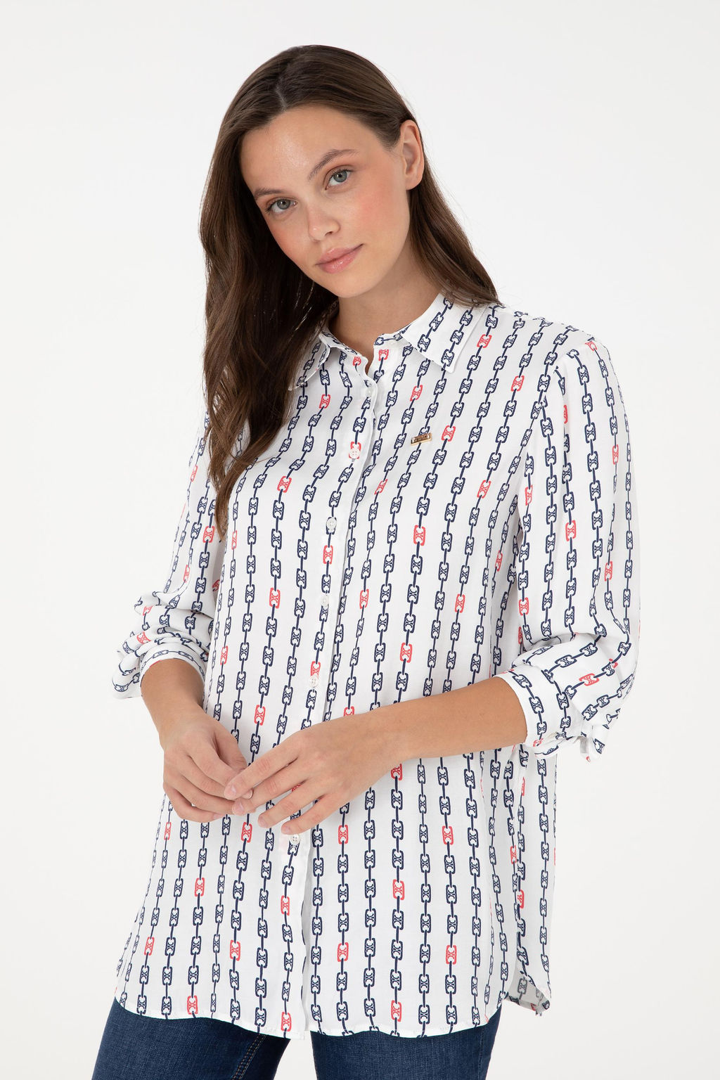 Женская кремовая рубашка с длинным рукавом Неожиданная скидка в корзине - U.s. polo assn фото 3