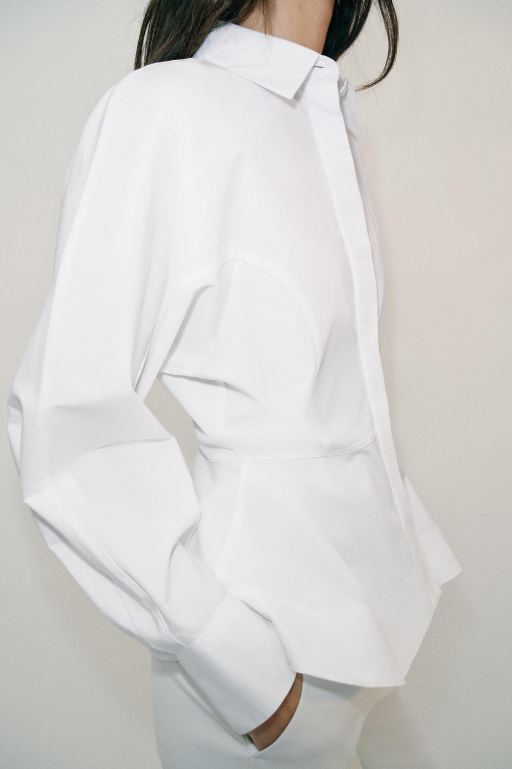 CAMISA POPEL?N PEPLUM / Blanco - Zara фото 6