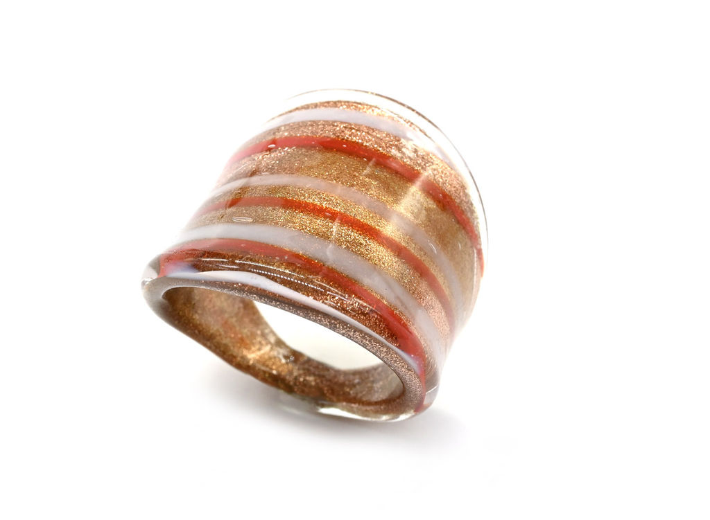 Перстень женский из муранского стекла модель 13 цв.золотисто-красный