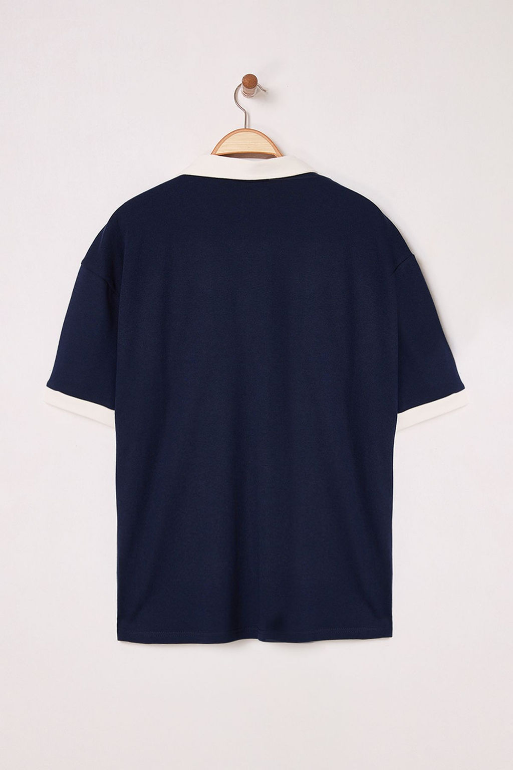 TRENDYOL MAN Lacivert Oversize/Genis Kesim Nak?s Detayl? Polo Yaka T-shirt TMNSS25PO00013 - Trendyolmilla фото 8