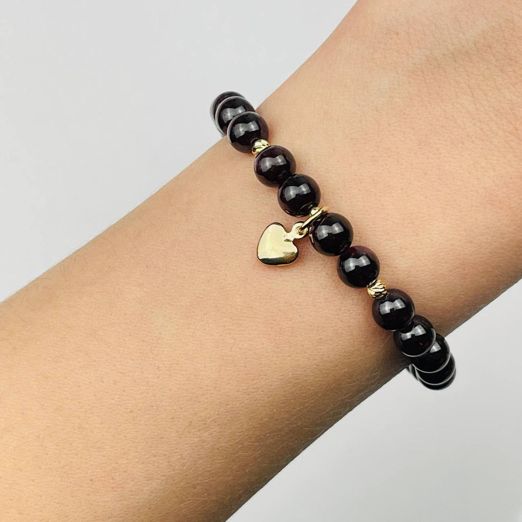 Браслет из Граната (Пироп) с подвеской (Сердце) 17 см - Радуга самоцветов фото 2