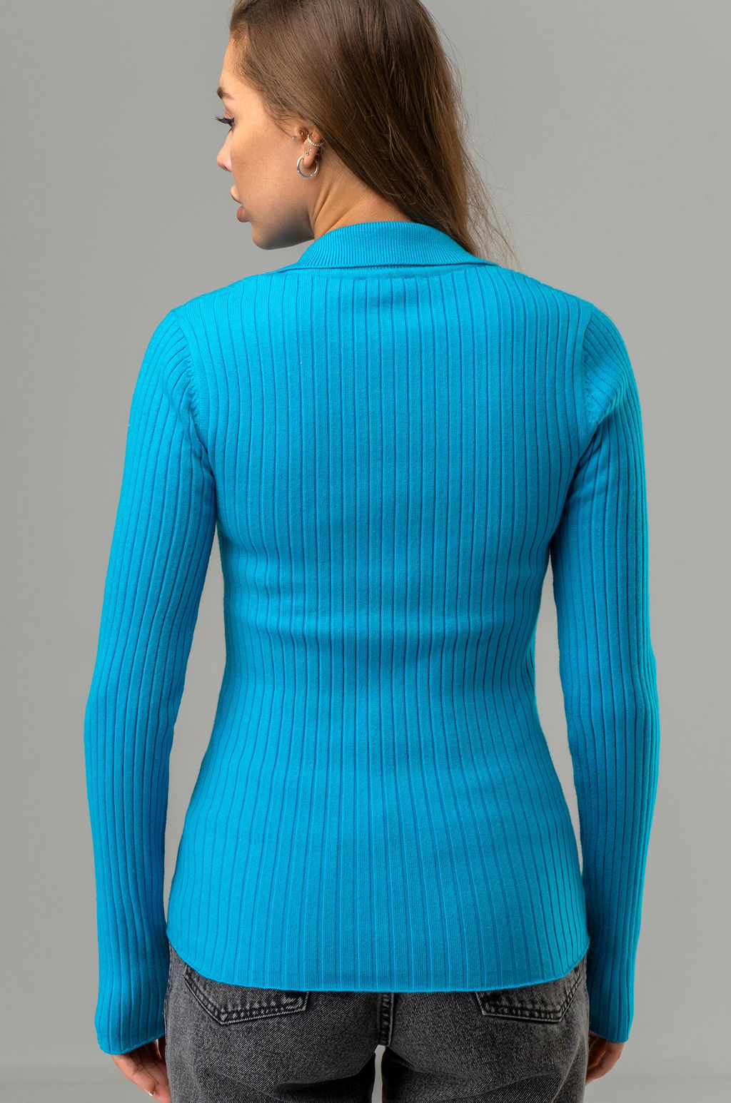 Женский джемпер лапша с воротником поло Happyfox