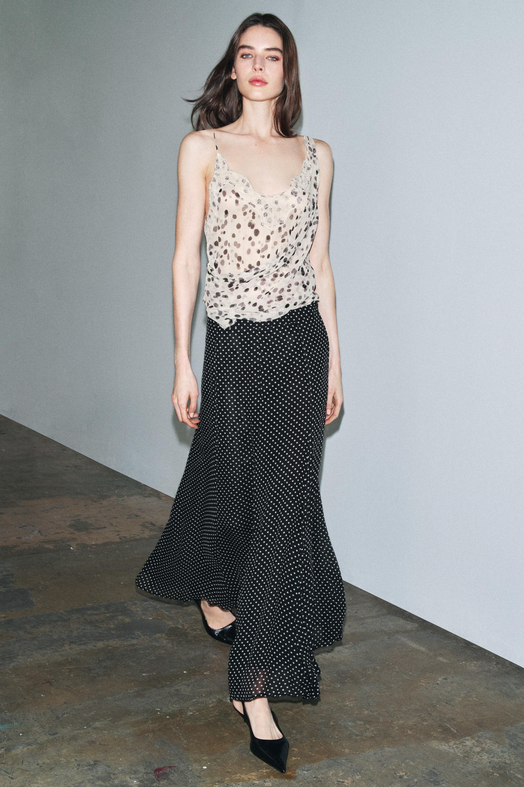 ZW COLLECTION POLKA DOT LONG SKIRT - Zara фото 5