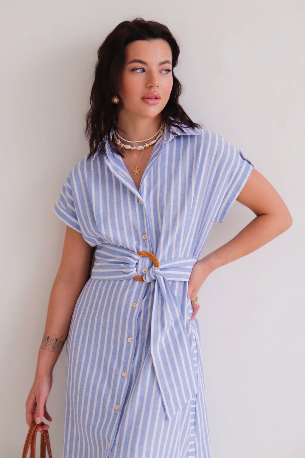 Martichelli Платье-рубашка в голубую полоску  фото 10