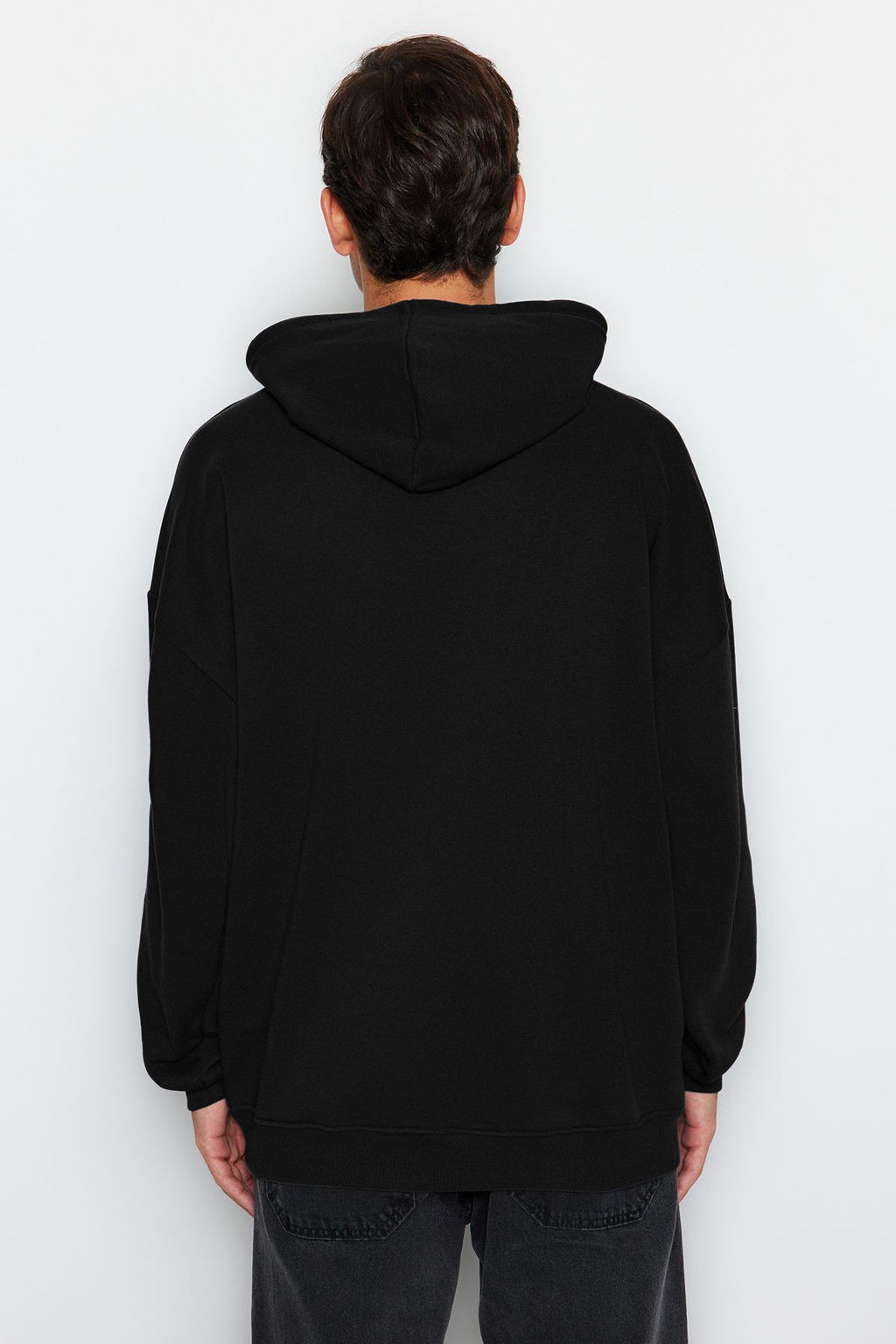 TRENDYOL MAN Antrasit Oversize/Genis Kesim Ici Polar/S?cak Tutan Kapusonlu Sweatshirt TMNAW24SW00029 - Trendyolmilla фото 7