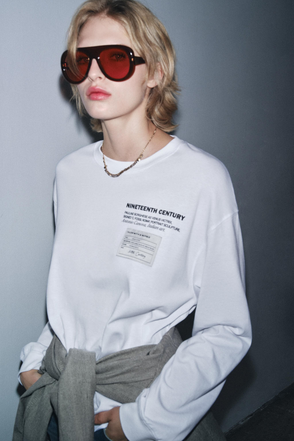 SCULPTURE PRINT LONG SLEEVE T-SHIRT - Zara фото 2
