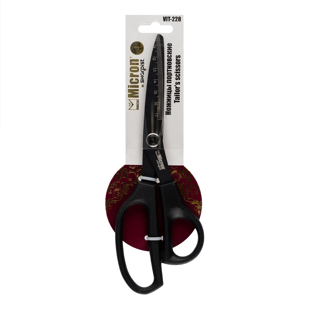 Ножницы Micron by Sharpist Smart VIT-228 портновские на подложке с европодвесом 229 мм тефлоновые