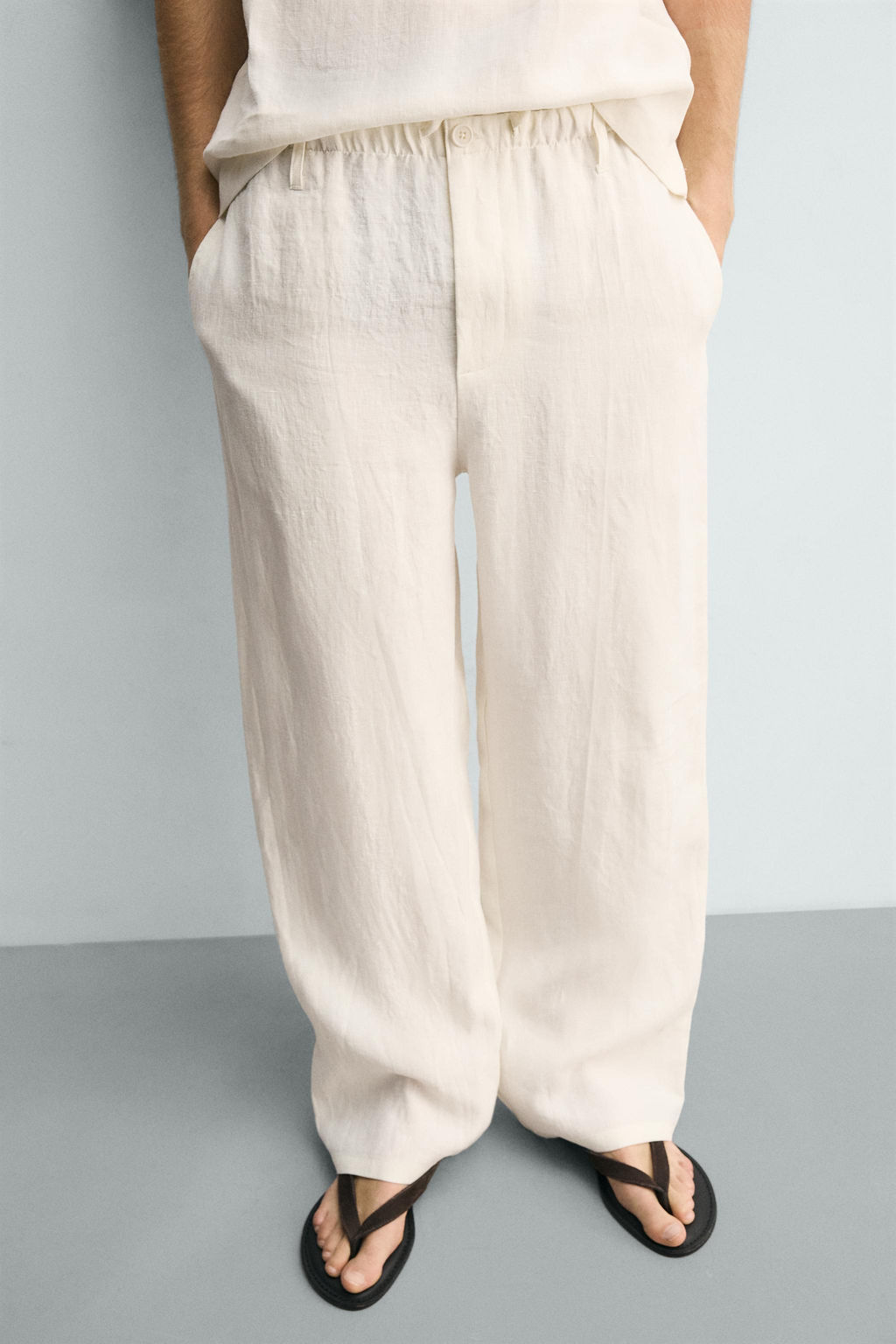 PANTAL?N RELAXED FIT 100% LINO / Crudo