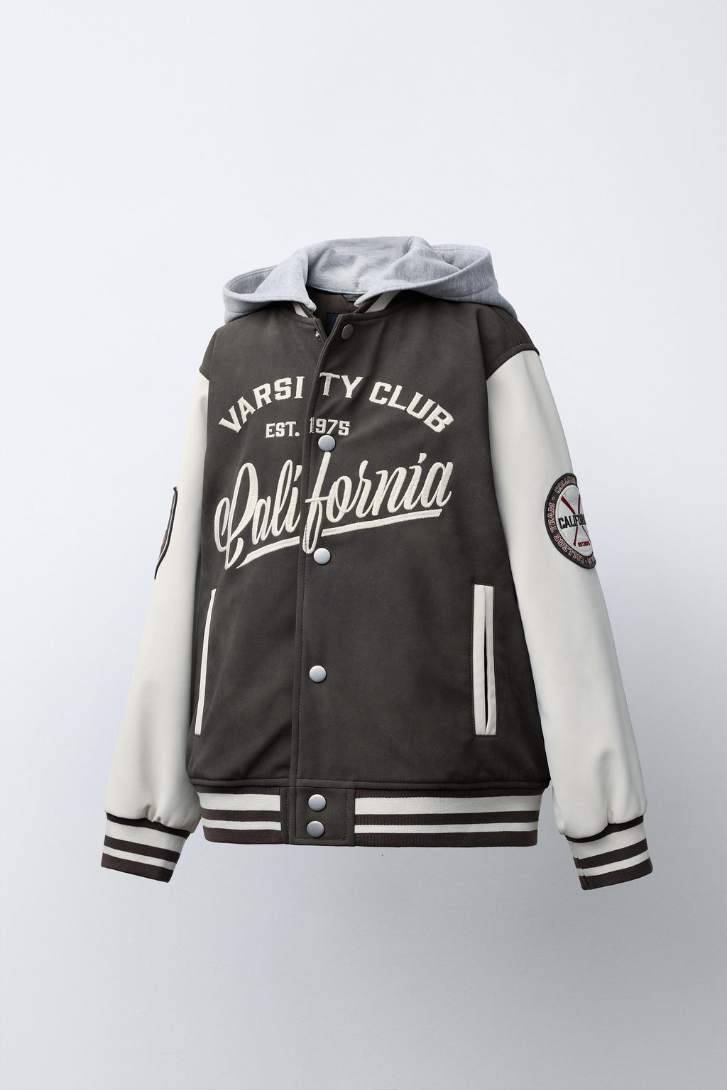 BOMBER JACKET WITH HOODIE AND FAUX LEATHER SLEEVES - Zara фото 3