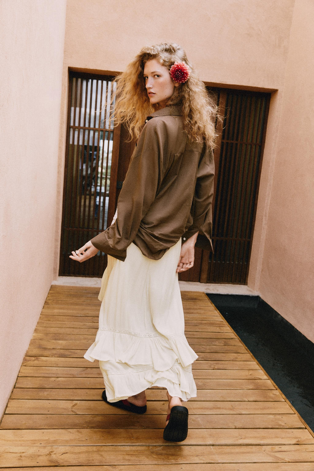 FALDA MIDI VOLANTES / Beige - Zara фото 4