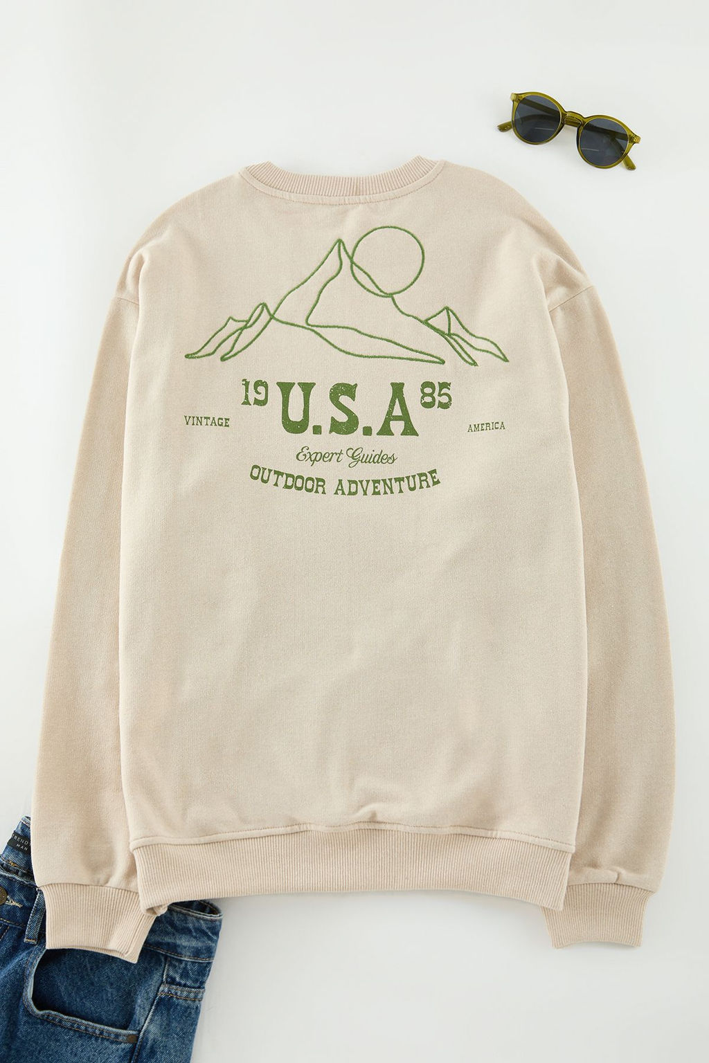 Tas Oversize/Genis Kesim Bask? ve Nak?sl? Ici Polarl? Sweatshirt TMNAW25SW00153