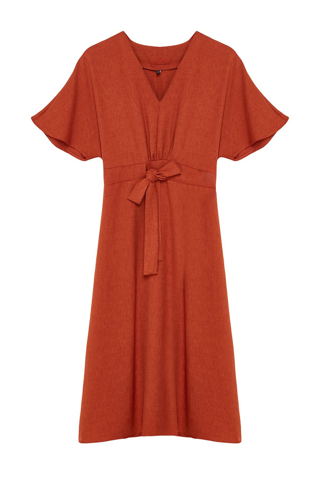 Kahverengi Kusakl? A Kesim/Can Form Midi Dokuma Elbise TWOSS23EL01543