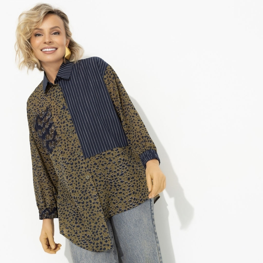 Рубашка асимметричного кроя Жемчужина образа (green) - Charutti фото 12