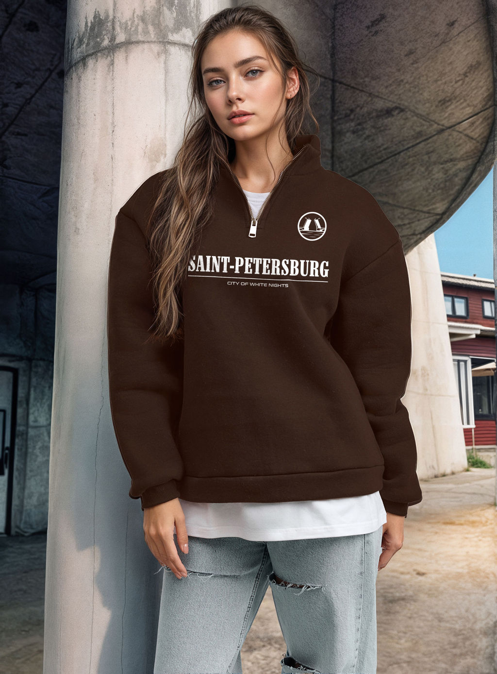 Толстовка женская с зип-воротником Saint Petersburg - Yollochka фото 11