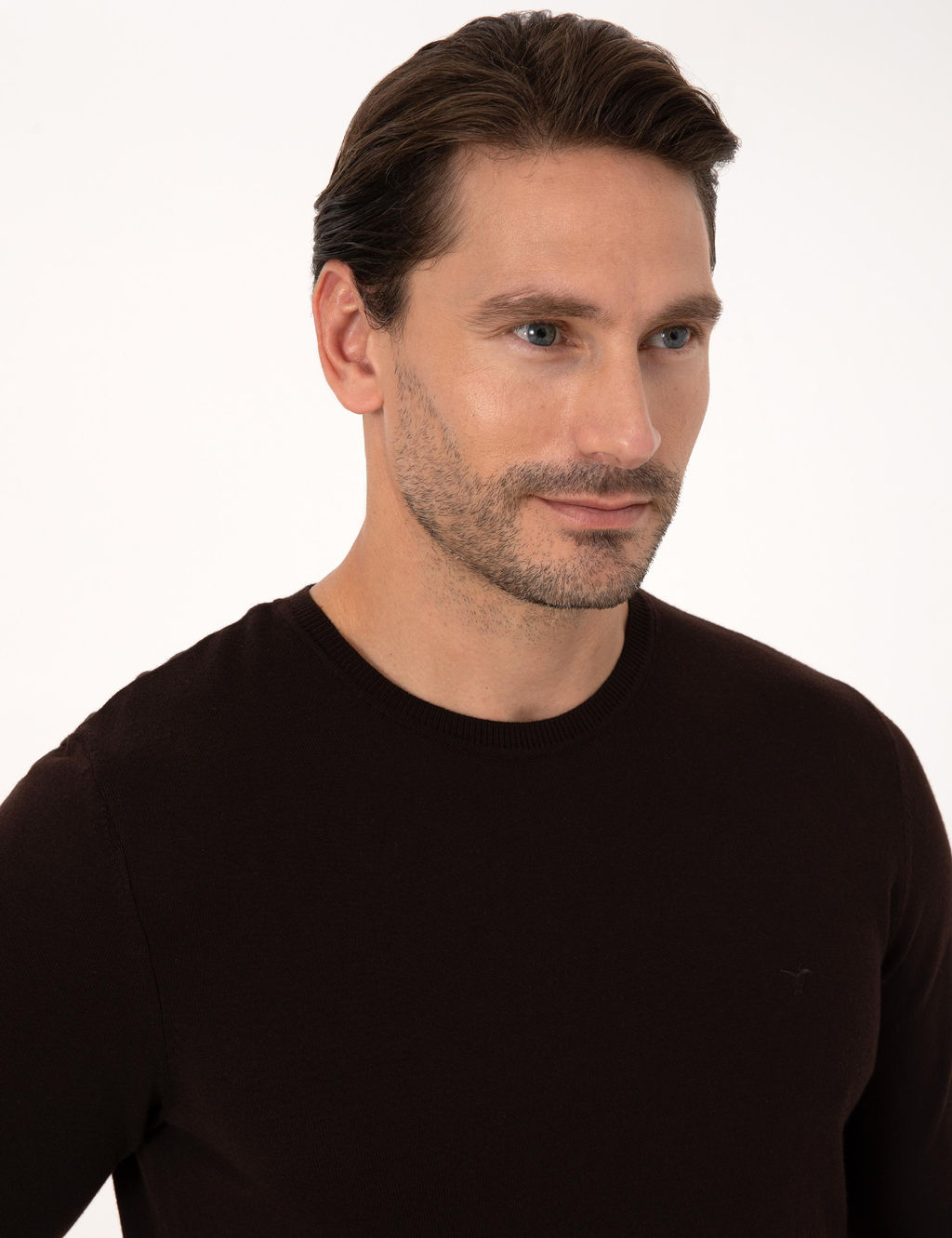 Kahverengi Regular Fit Y_n Kar___ml_ Fermuarl_ Polo Yaka Basic Triko Kazak - Cacharel фото 2