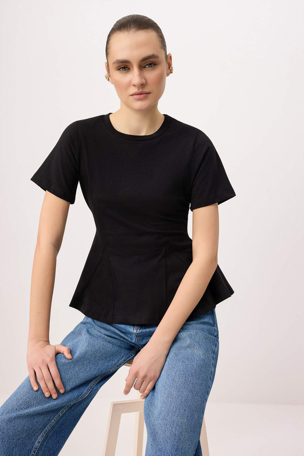 Kahverengi Peplum K?sa Kollu %100 Pamuk Orme Bluz TWOSS26BZ00028 - Trendyolmilla фото 9