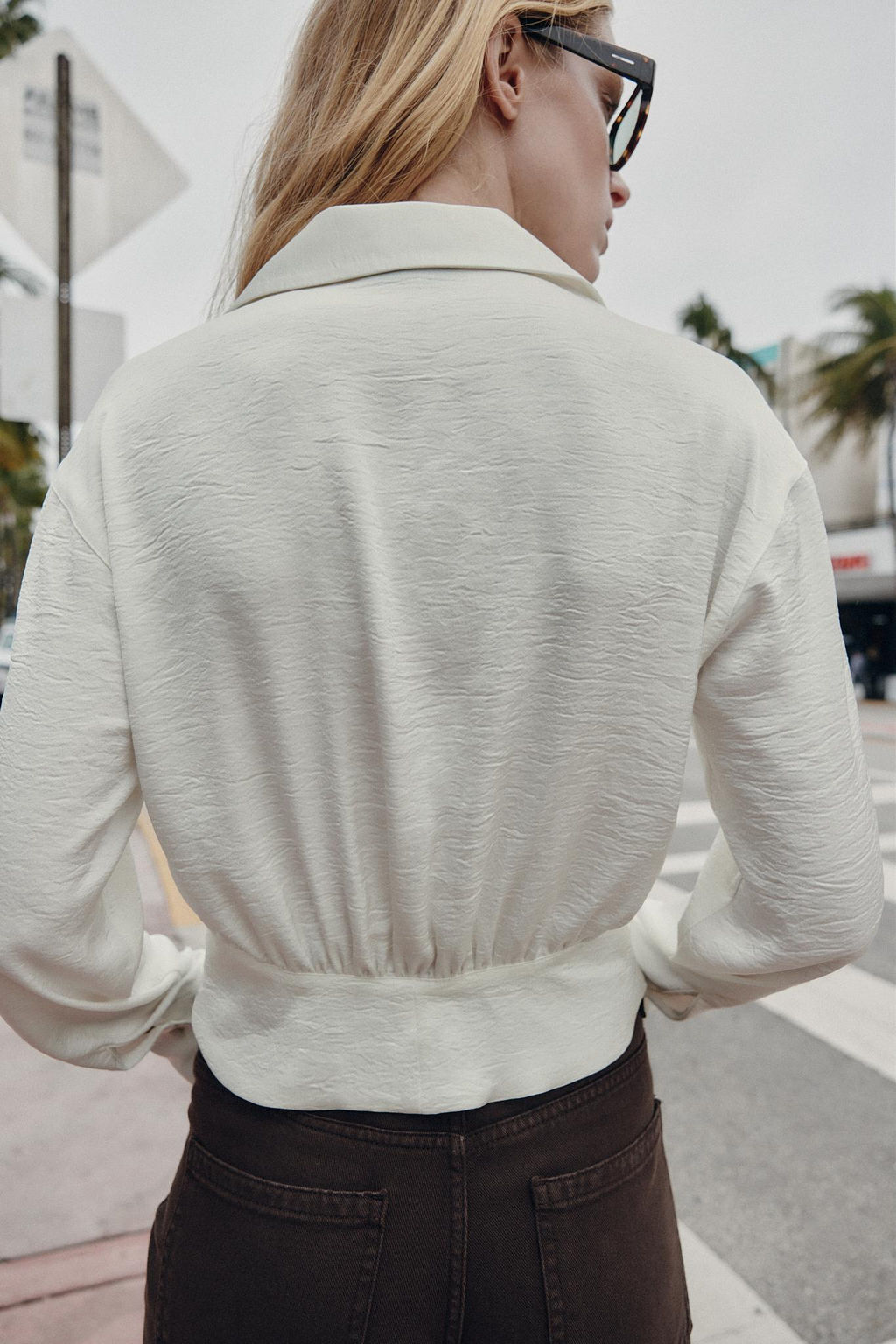 FITTED WAIST SATIN SHIRT - Zara фото 6