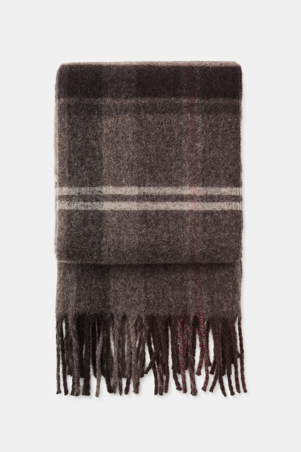 CHECK SCARF WITH FRINGE - Zara фото 7