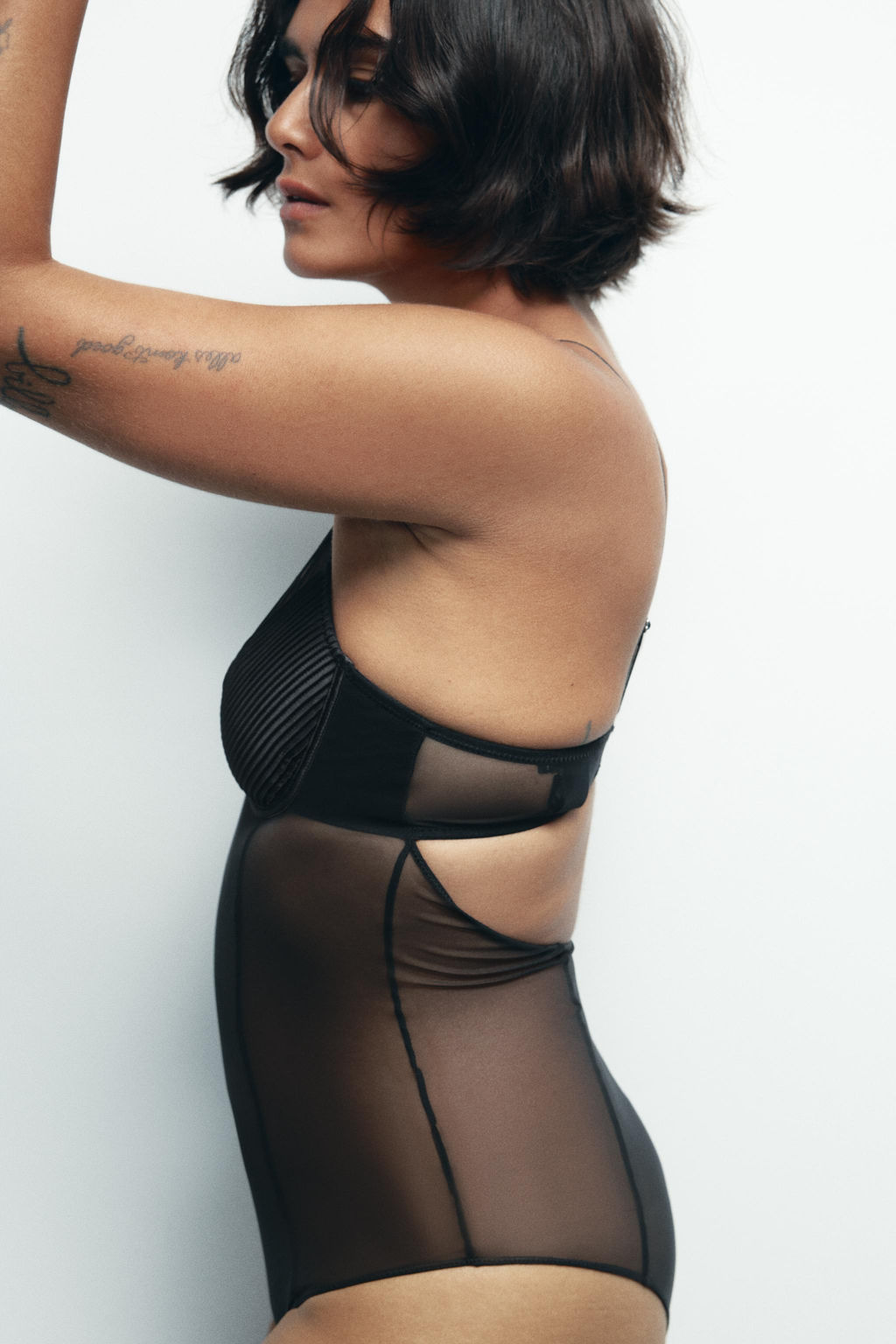 SEMI-SHEER PLEATED BODYSUIT - Zara фото 3