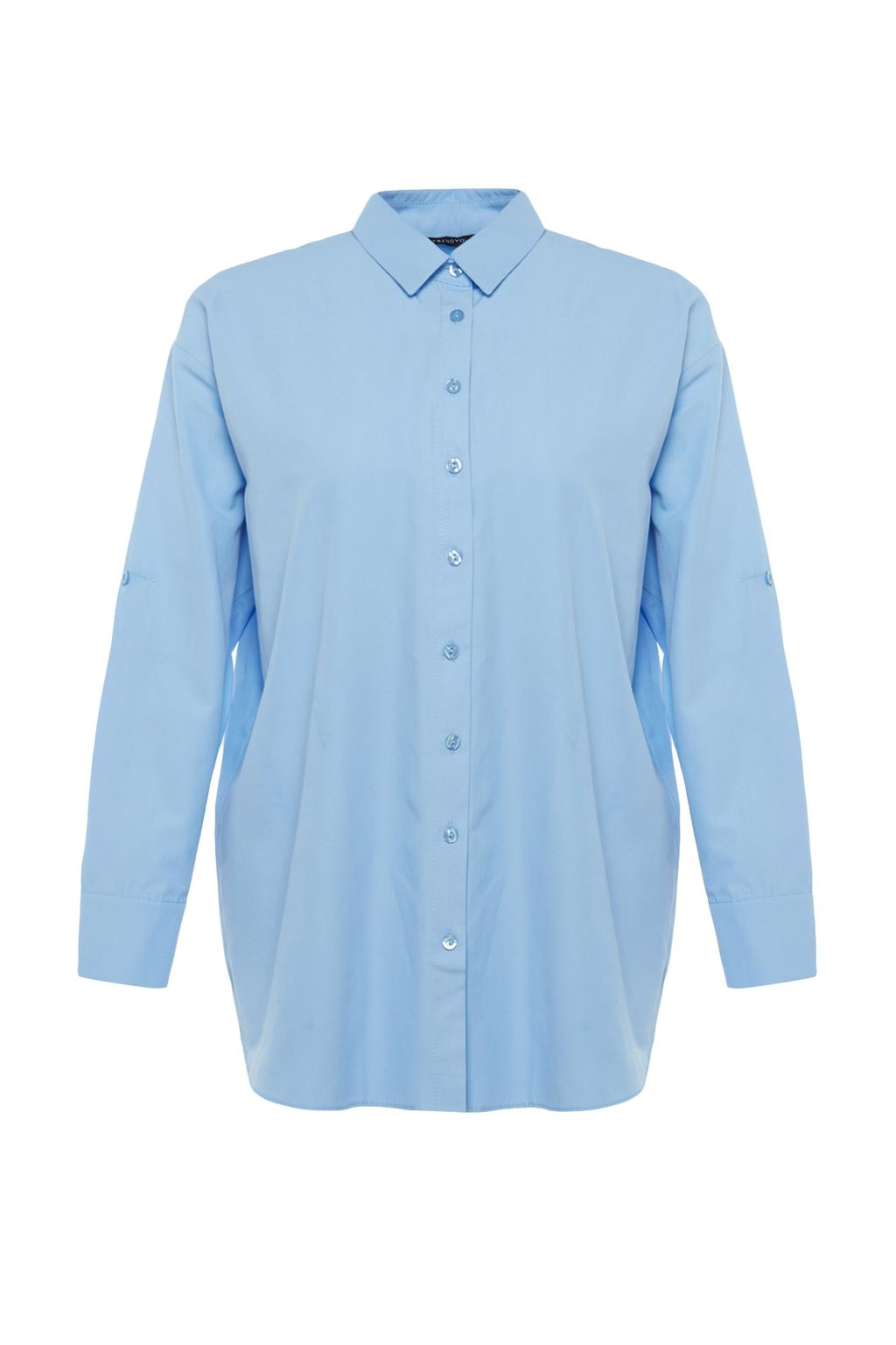 Plaj Giyim Ac?k Mavi Dokuma Maxi Gomlek TBESS22GO0664