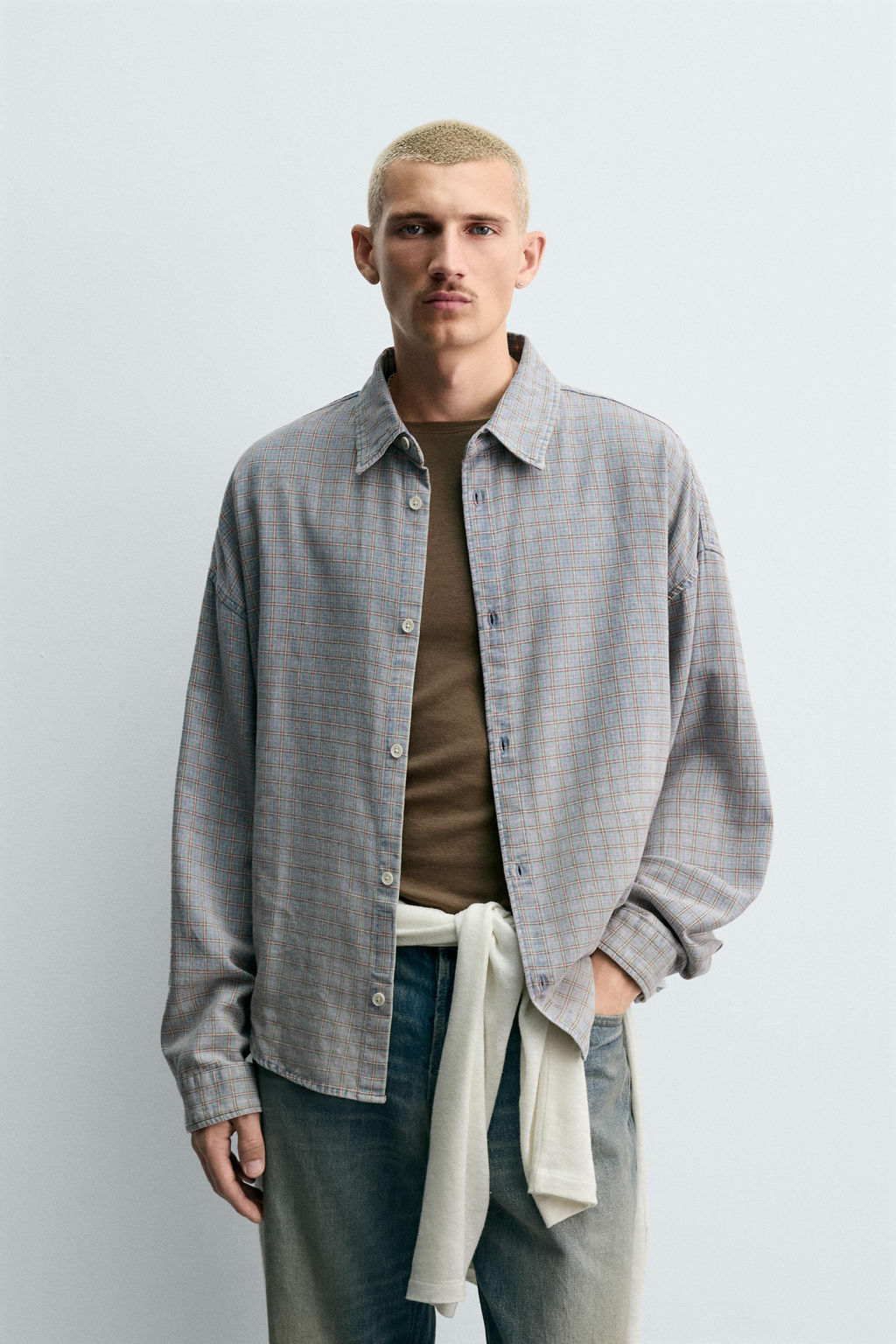 CHECK TEXTURED OVERSHIRT