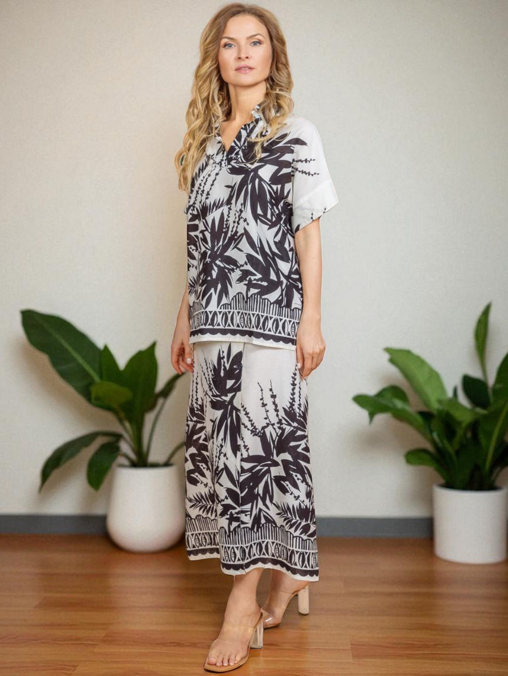 Костюм юбка и блузка (вискоза,лен) №25-209-1 (Лето-2025)