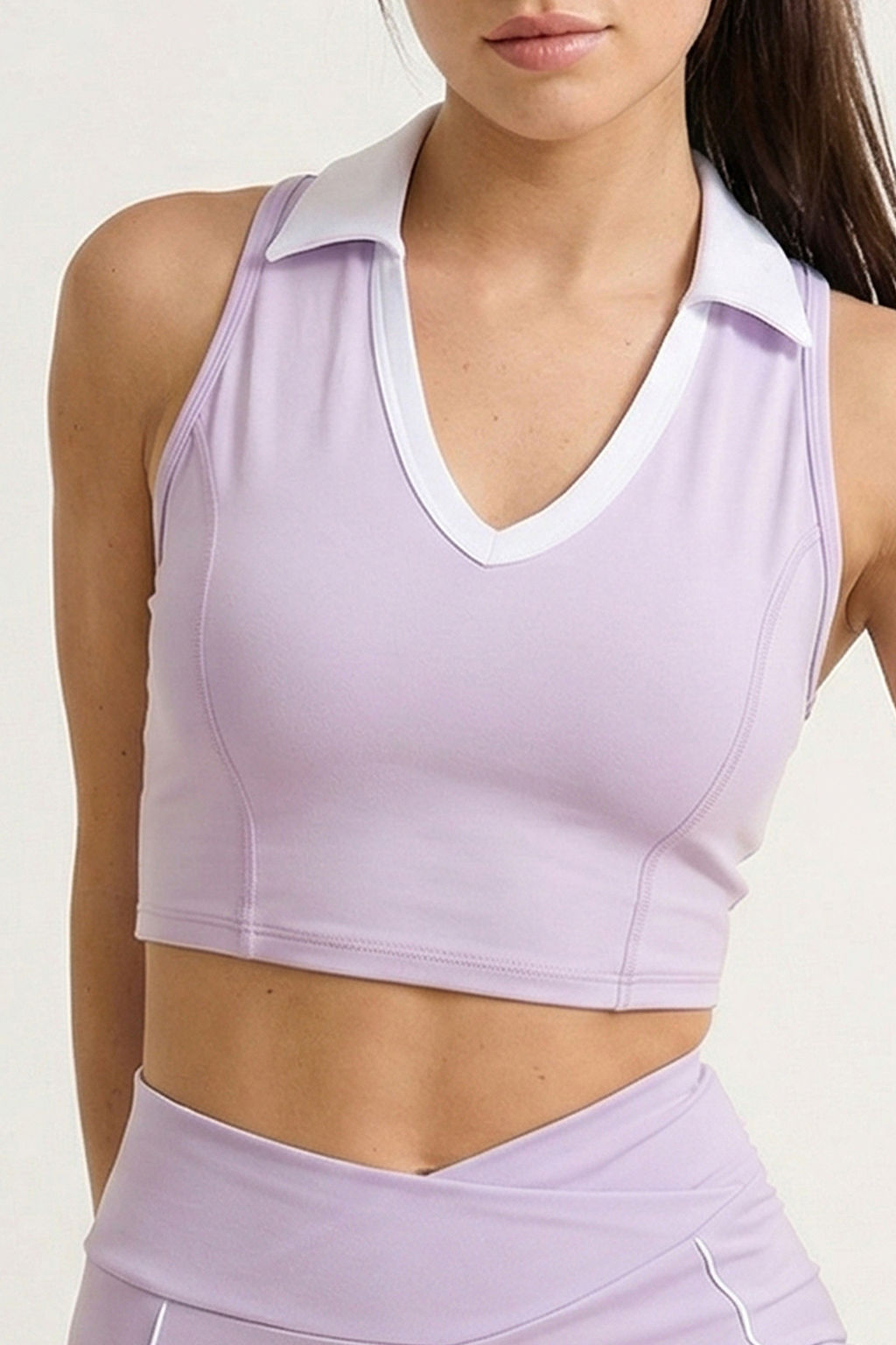 Lila Polo Yaka Dalg?c/Scuba Crop Spor Bluz THMSS26BZ00006 - Trendyolmilla фото 4