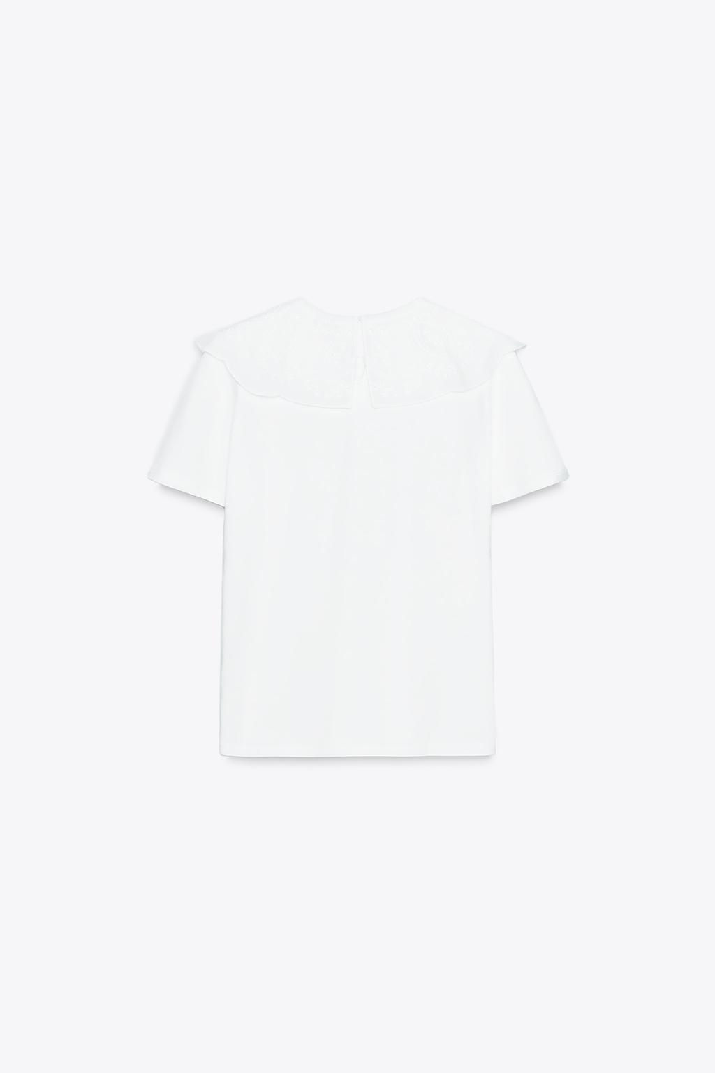 EMBROIDERED PETER PAN COLLAR T-SHIRT - Zara фото 6