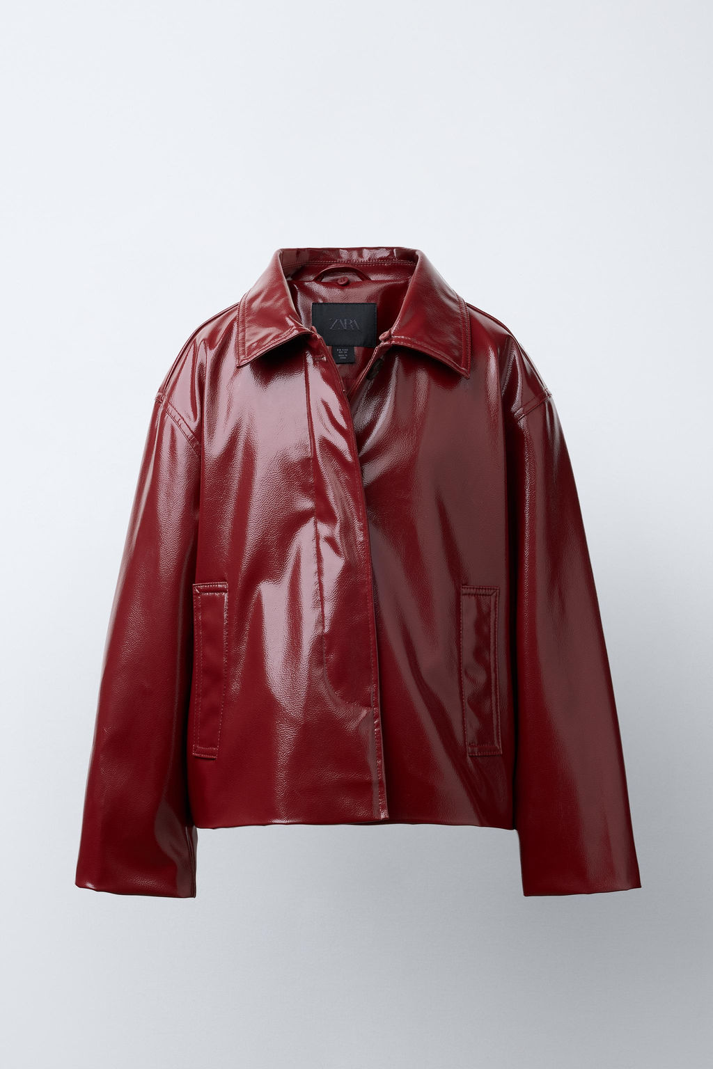 PATENT FAUX FUR COLLAR JACKET
