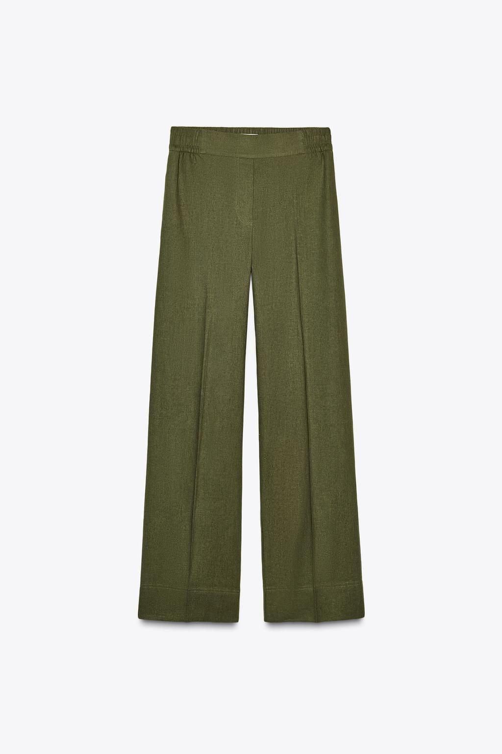 WIDE-LEG LINEN-BLEND TROUSERS - Zara фото 4