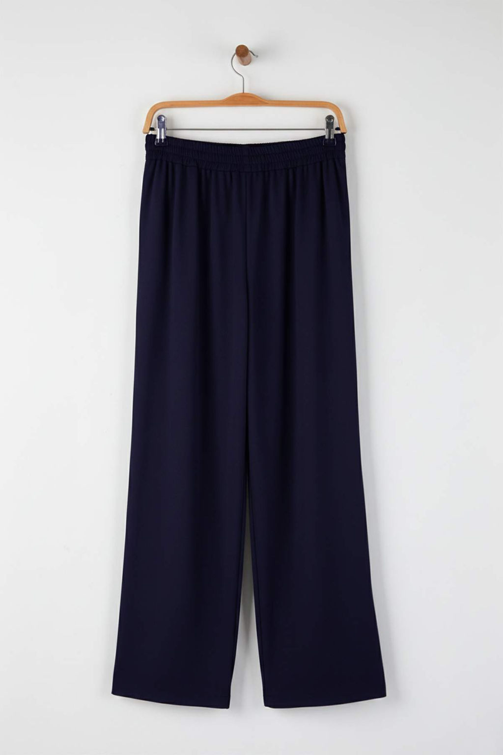 Lacivert Wide Leg umusak Kumasl? Pilili Esnek Orme Pantolon TWOAW26PL00138